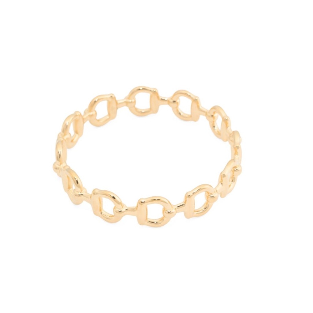 MILOR GOLD Made In Italy 14kt Gold Horsebit Link Bangle Bracelet